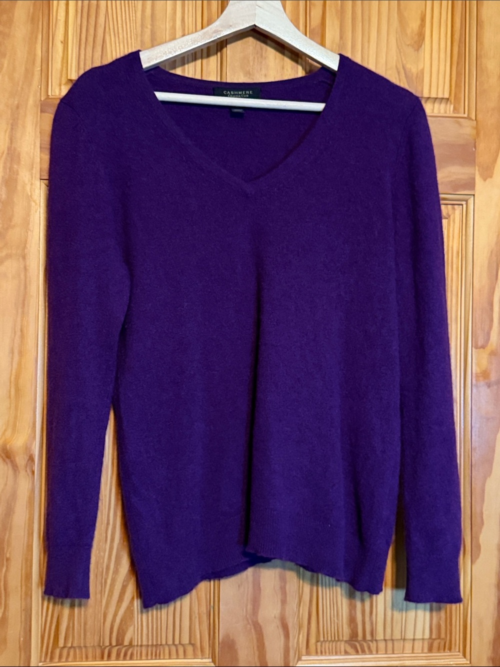 Cashmere V-Neck Sweater in Deep Purple